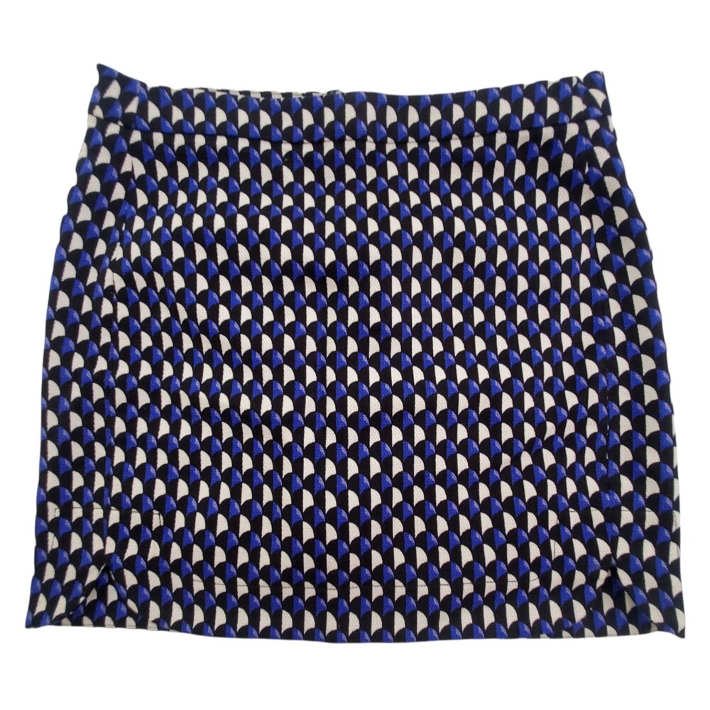 J Crew Retro Print‎ Cotton Lined Women's Mini Skirt Size 4 Black White Purple